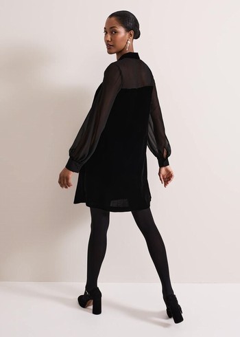 Phase Eight Black Velvet Dress Black USA | 4195736-WX